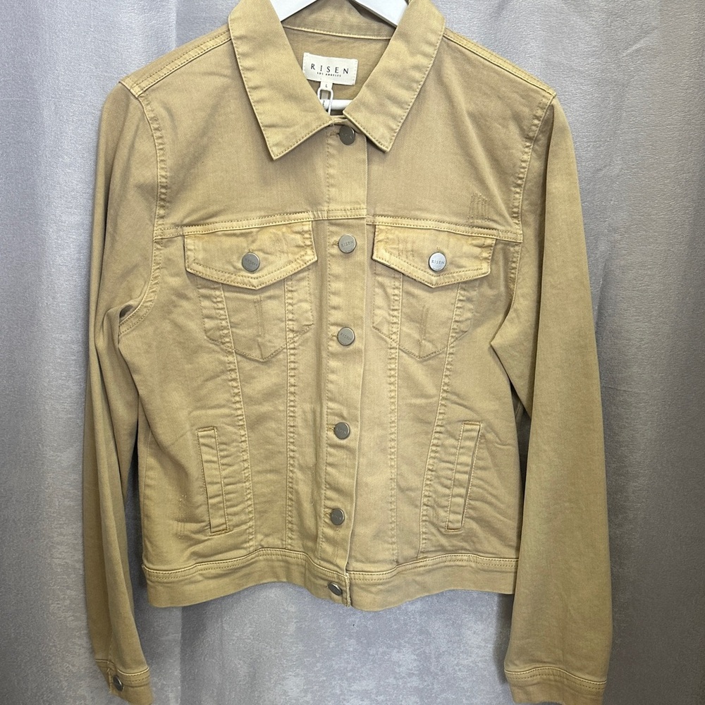 New with tags. Jean denim jacket by Risen. Latte tan